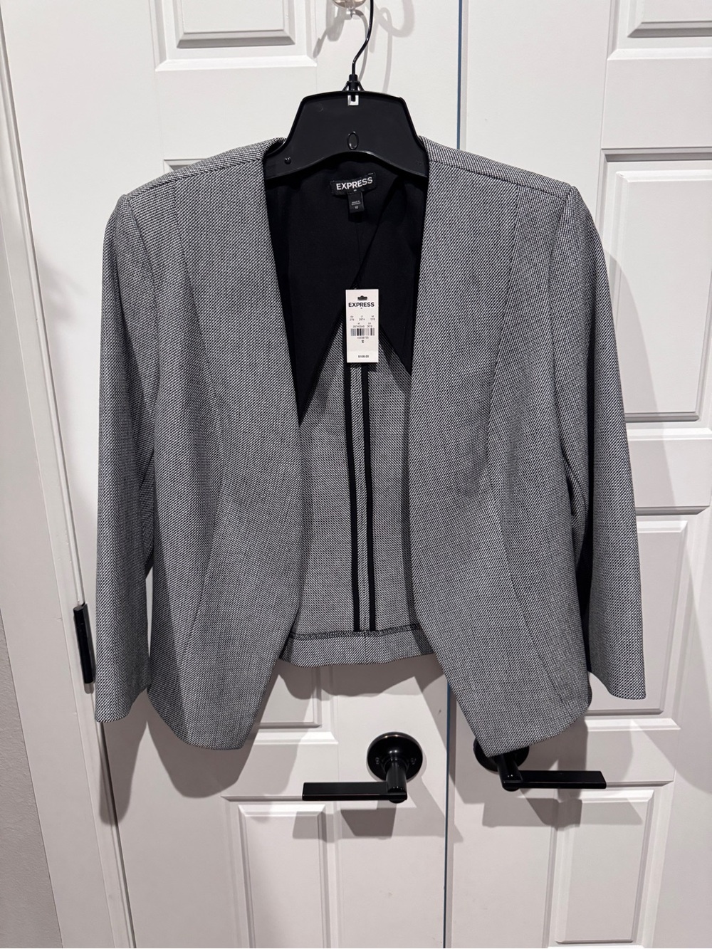 Express Women's Light Grey Textured Open-Front Blazer NWT